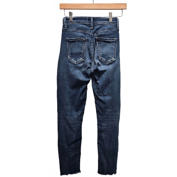 AGOLDE High Rise Raw Hem Crop Skinny Denim Jean Size 24 Dark Wash A018-2022 - Picture 5 of 16